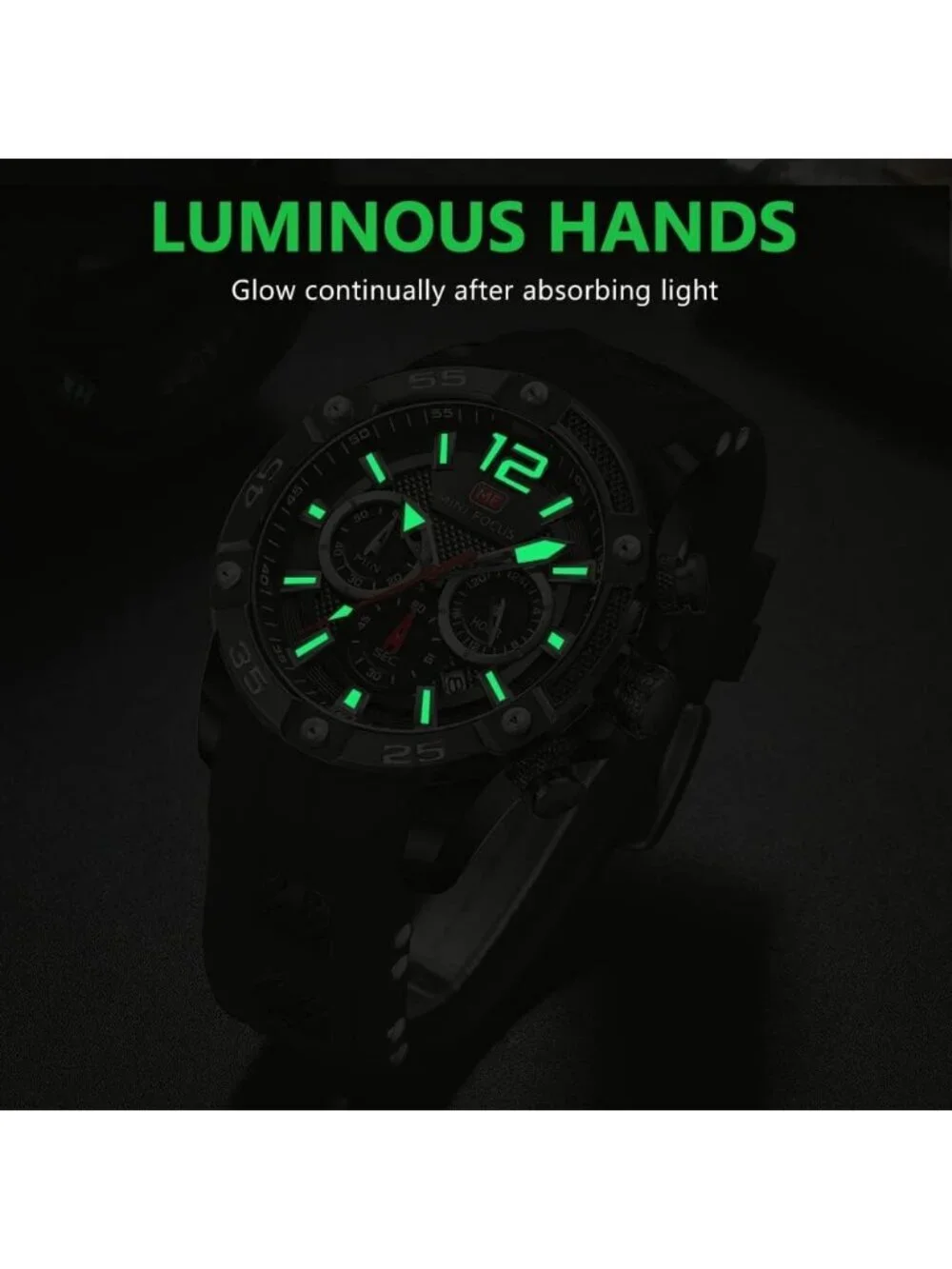 Men's Black Analog Quartz Waterproof Chronograph Classic Stylish Casual Watch